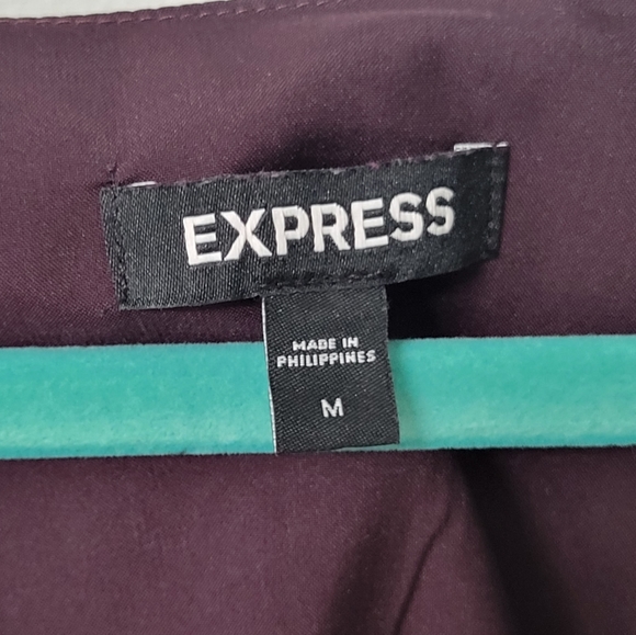 Express women's plum chiffon blouse with smocked elastic waistline size medium - Picture 4 of 10